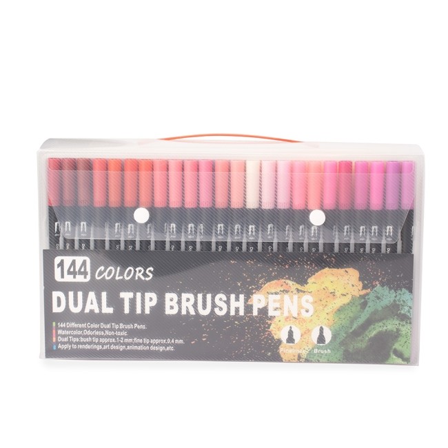 Kit canetinhas ponta dupla 144 cores para brinde
