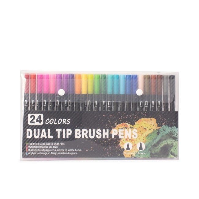 Kit canetinhas ponta dupla 24 cores promocional