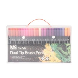 Kit canetinhas ponta dupla 72 cores  com logotipo