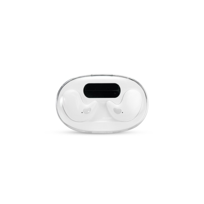 Fone de ouvido bluetooth com case carregador com logotipo