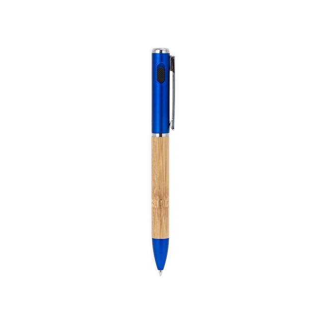 Caneta metal e bambu com led personalizado