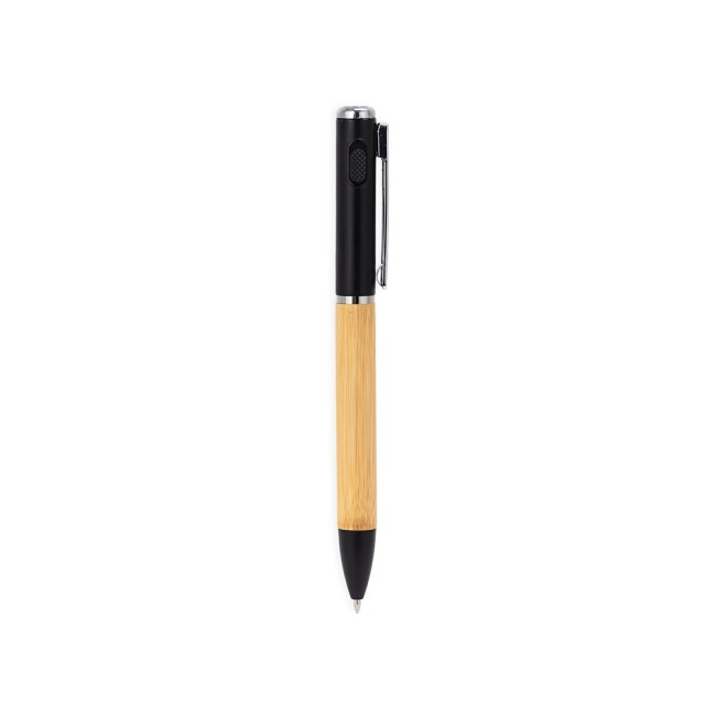 Caneta metal e bambu com led personalizado