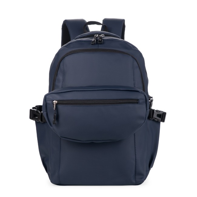 Conjunto mochila e pochete couro sintético promocional