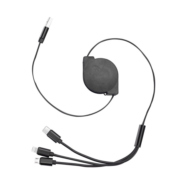 Cabo usb retrátil 3 em 1 promocional
