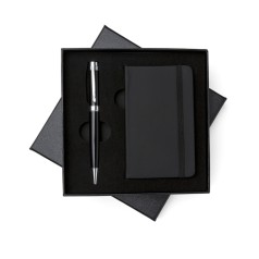 Kit caneta e caderneta tipo moleskine promocional