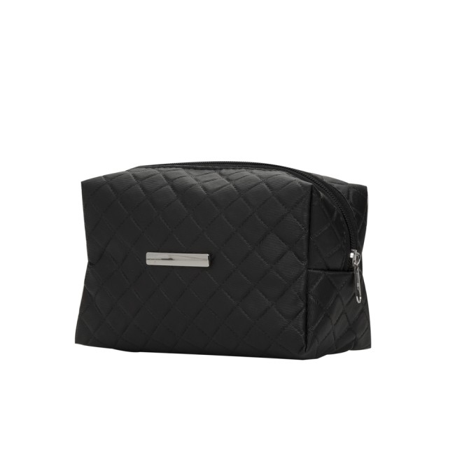 Necessaire puff matelassê com detalhe prata com logotipo