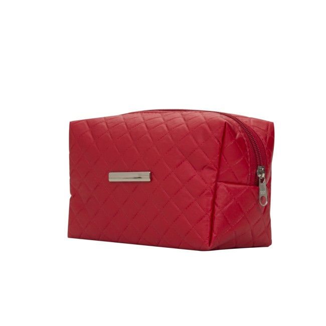 Necessaire puff matelassê com detalhe prata com logotipo