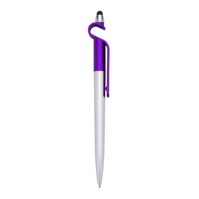 Caneta plástica p. celular e ponta touch  com logotipo