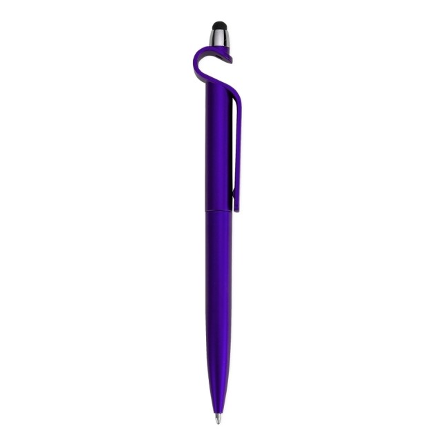 Caneta plastica com suporte e touch promocional