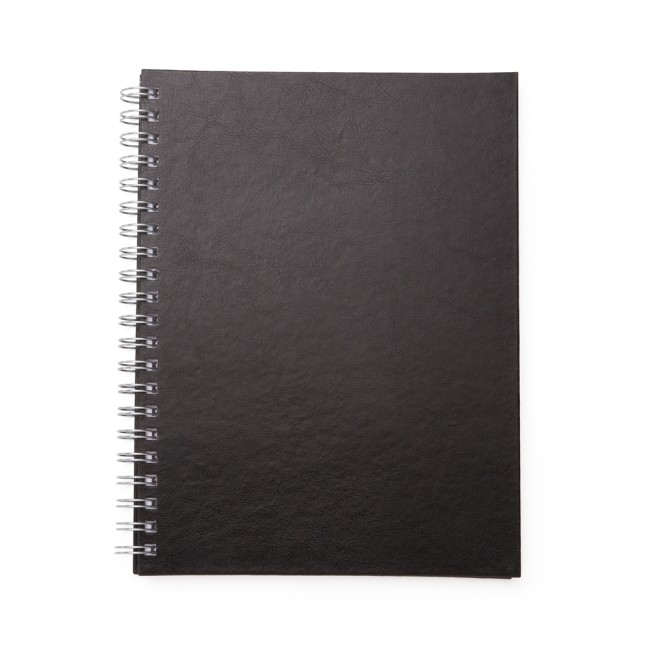 Caderno com capa de couro sintético 21 x 28 cm com logotipo