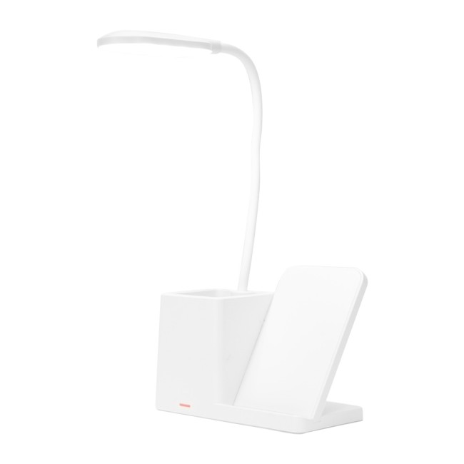 Luminária led com carregamento via indução e porta-caneta para empresas