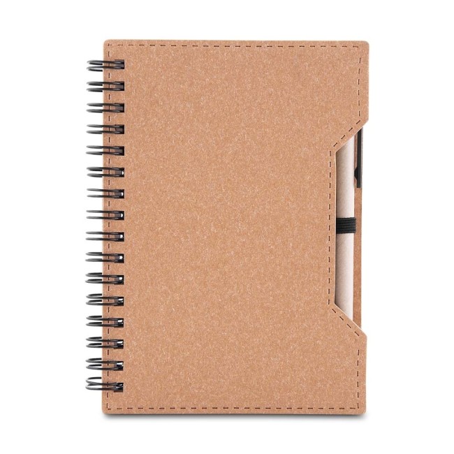 Caderno de papelão com caneta personalizado