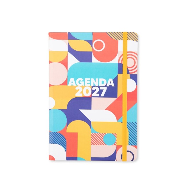 Agenda diária 2027 com logotipo da empresa