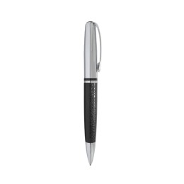 Caneta metal brilhante com couro para brinde